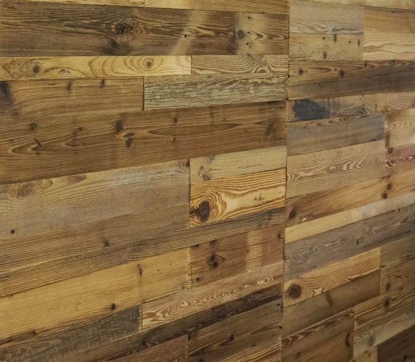 Holz Wandverkleidung mit 3d Paneelen aus verwittertem und recyceltem alten Holz von Nordje® | Natur