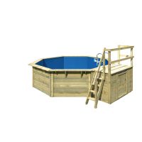 Karibu Pool Modell 2X Set mit Terrasse kesseldruckimprägniert inkl. Zubehör blau