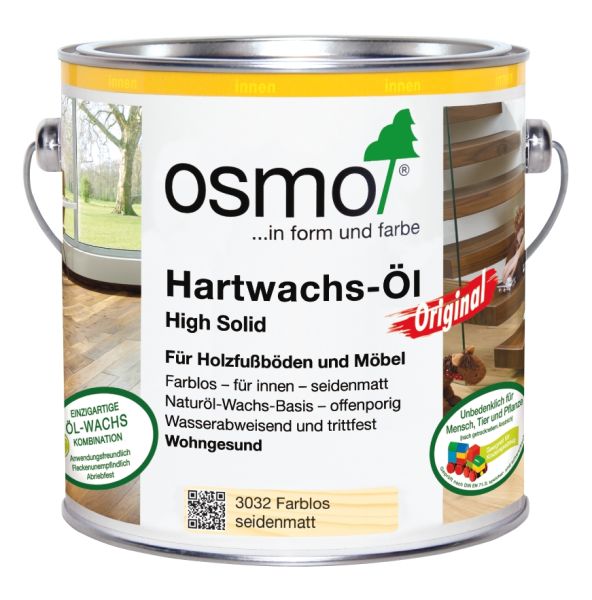 Osmo Hartwachsöl Nr. 3032 | Seidenmatt 2,5l für optimalen Oberflächenschutz