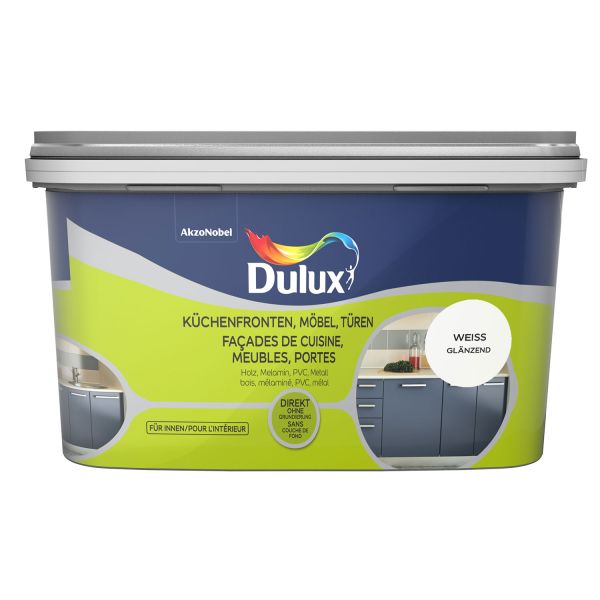 Dulux Fresh Up Küchen-, Möbel- und Türenfarbe Glänzend Weiß 2l