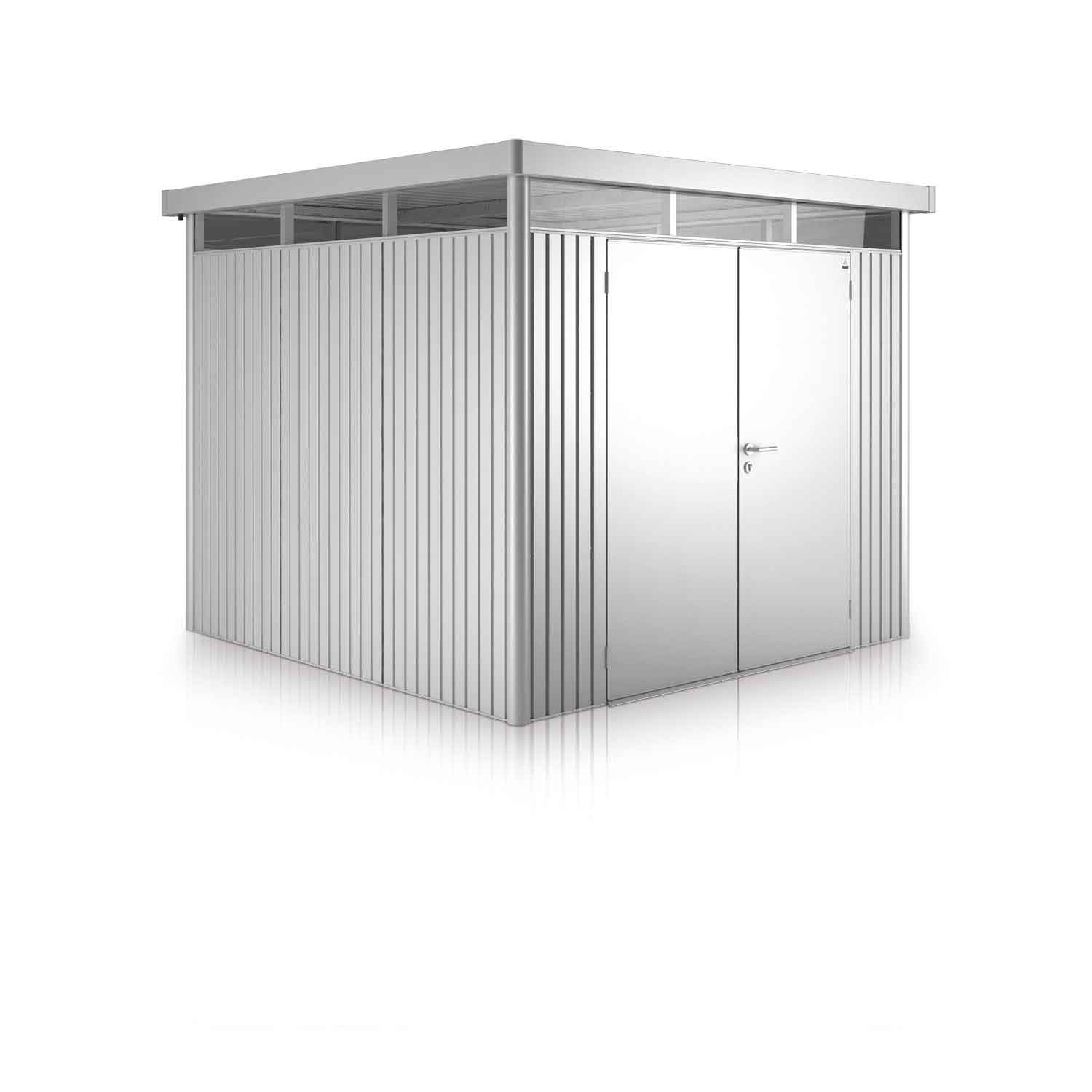Biohort Gerätehaus HighLine Gr. H1, silber-metallic, Doppeltür 1550x2750x2220 mm