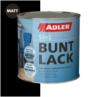ADLER 5in1-Buntlack Matt Tiefschwarz RAL9005 0,125l