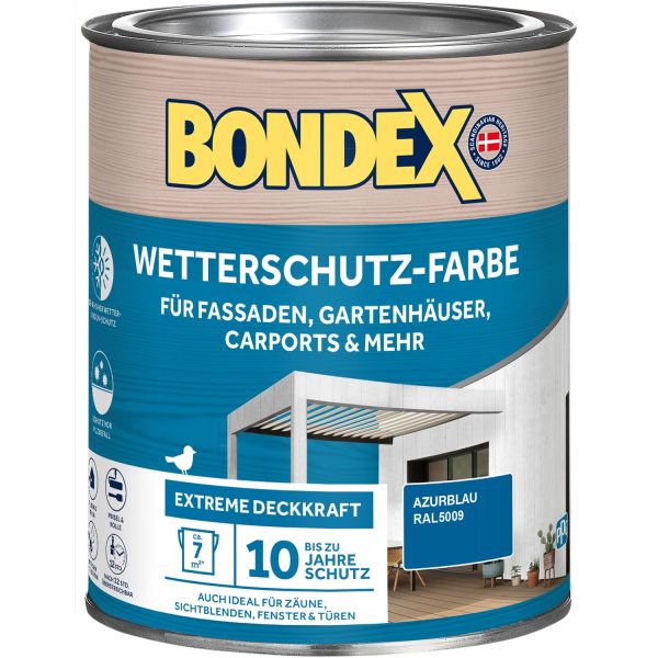 Bondex Wetterschutz-Farbe Azurblau - Ral5009 0,75 L
