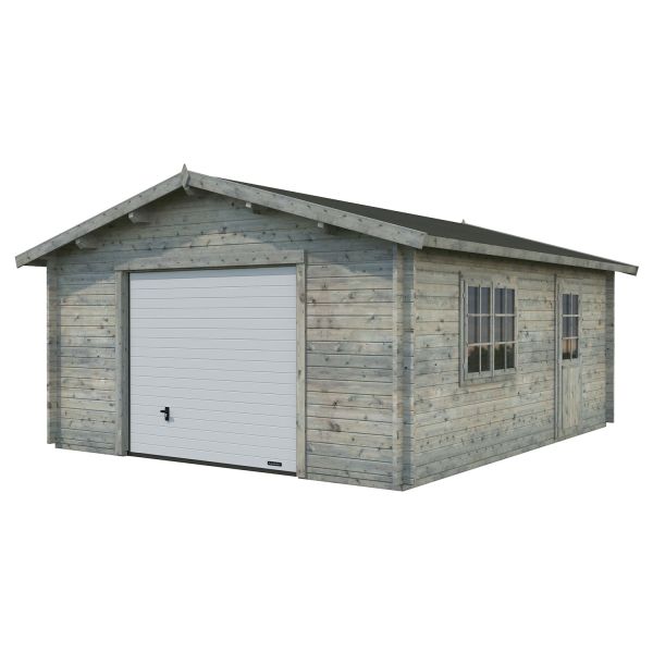 Palmako Garage Roger 23,9 m² mit Sektionaltor grau