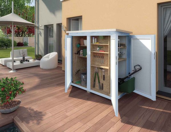 Weka Garten Gerätehaus | Geräteschrank | [Q] für Terrassen | grau