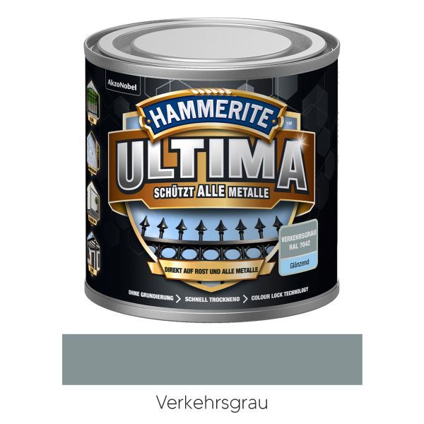 HAMMERITE Metall-Schutzlack Ultima glänzend Verkehrsgrau RAL 7042 250ml