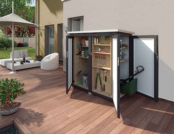 Weka Garten Gerätehaus | Geräteschrank | [Q] für Terrassen | anthrazit