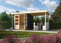 Karibu | Gartenhaus "Askola 2" SET AKTION | terragrau | mit Schleppdach 2,4 m